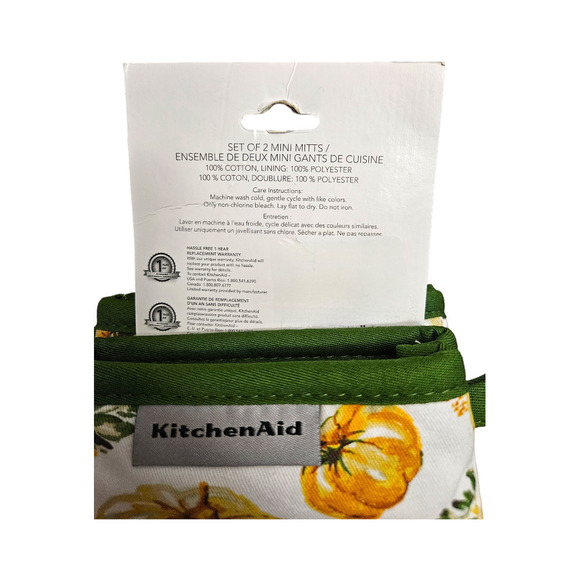 NEW KitchenAid Mini Oven Mitts in Fall Harvest Sunflower & Pumpkins (Set of 2) - Picture 4 of 4